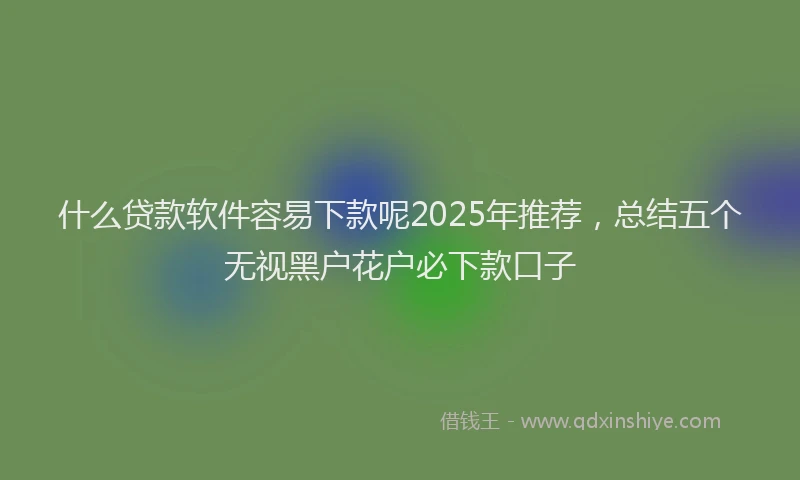 什么贷款软件容易下款呢2025年推荐，总结五个无视黑户花户必下款口子