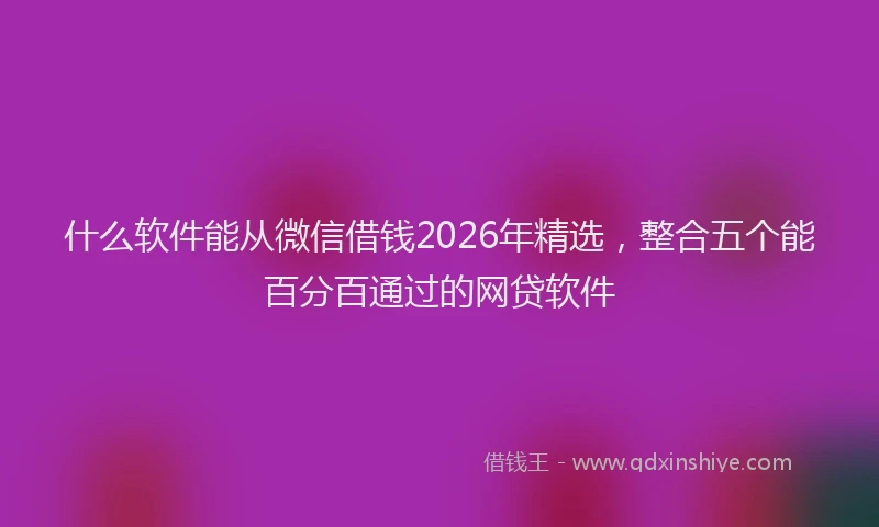 什么软件能从微信借钱2026年精选，整合五个能百分百通过的网贷软件