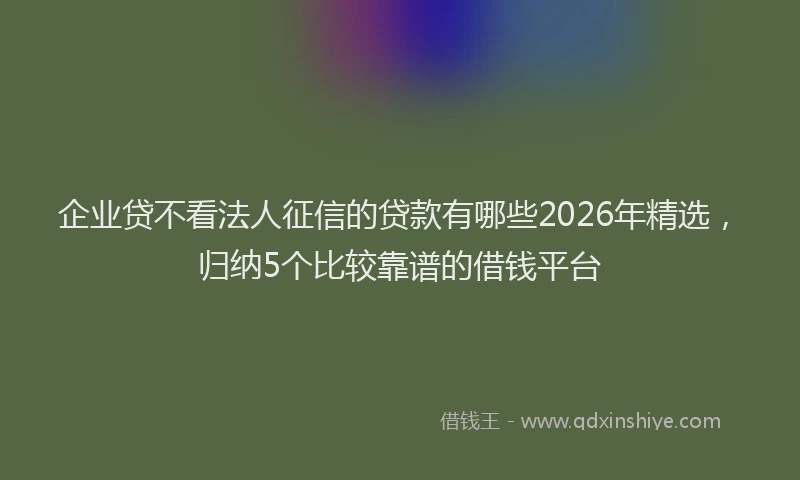 企业贷不看法人征信的贷款有哪些2026年精选，归纳5个比较靠谱的借钱平台