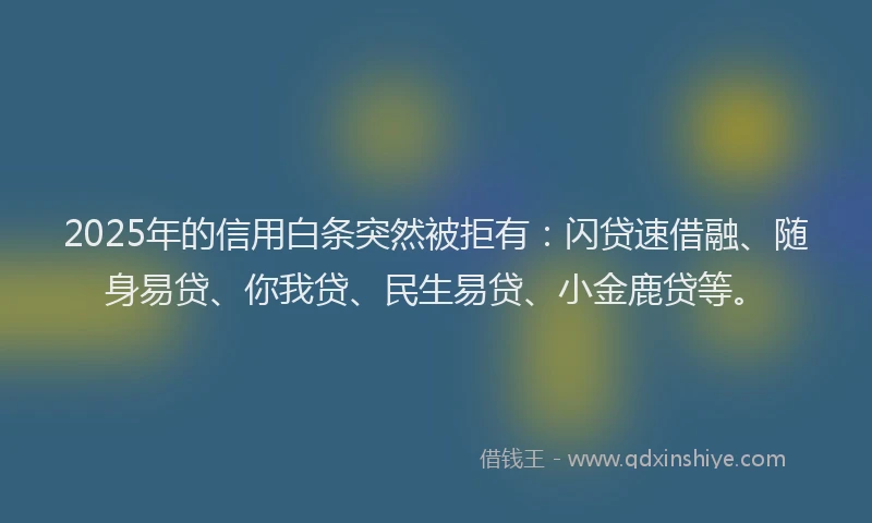 2025年的信用白条突然被拒有:闪贷速借融、随身易贷、你我贷、民生易贷、小金鹿贷等。