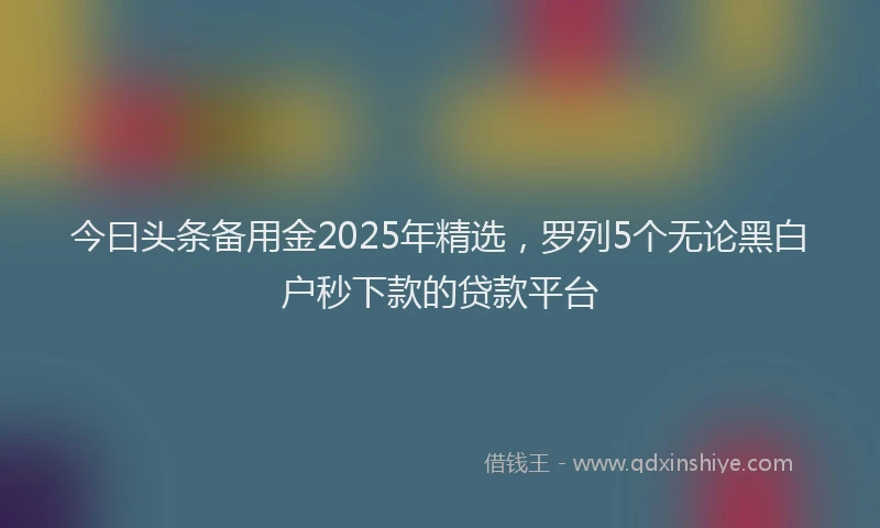 今曰头条备用金2025年精选,罗列5个无论黑白户秒下款的贷款平台