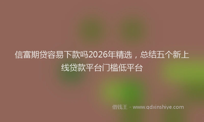 信富期贷容易下款吗2026年精选，总结五个新上线贷款平台门槛低平台