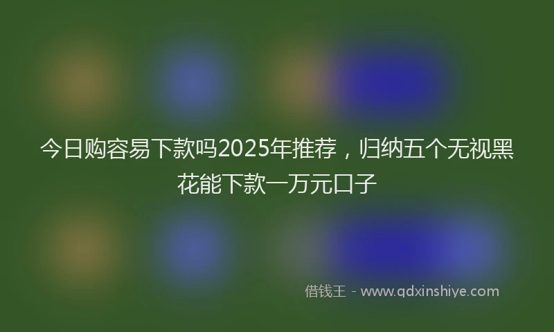 今日购容易下款吗2025年推荐，归纳五个无视黑花能下款一万元口子