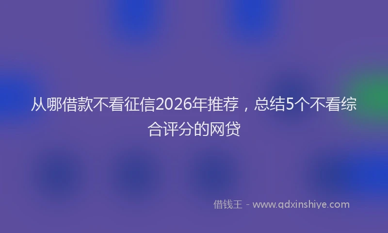 从哪借款不看征信2026年推荐，总结5个不看综合评分的网贷