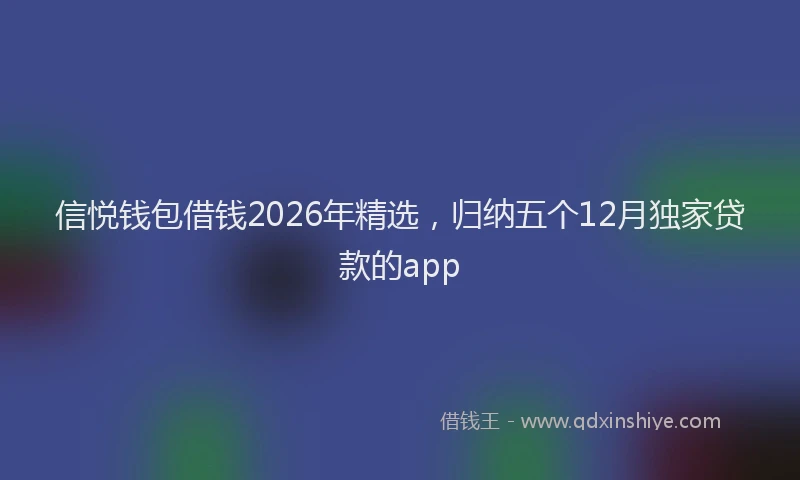 信悦钱包借钱2026年精选，归纳五个12月独家贷款的app