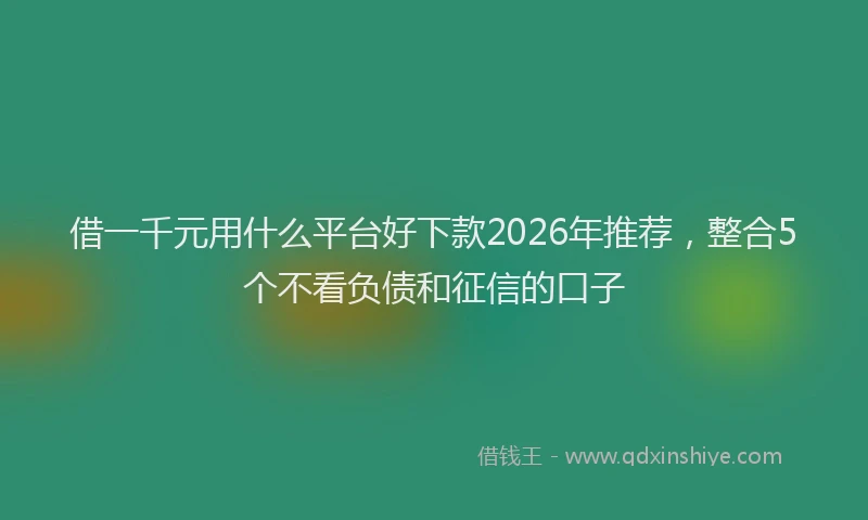 借一千元用什么平台好下款2026年推荐，整合5个不看负债和征信的口子
