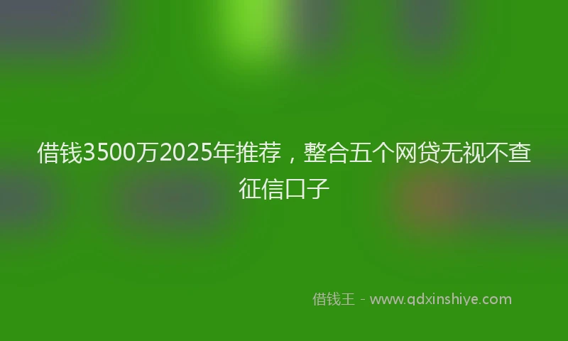 借钱3500万2025年推荐，整合五个网贷无视不查征信口子
