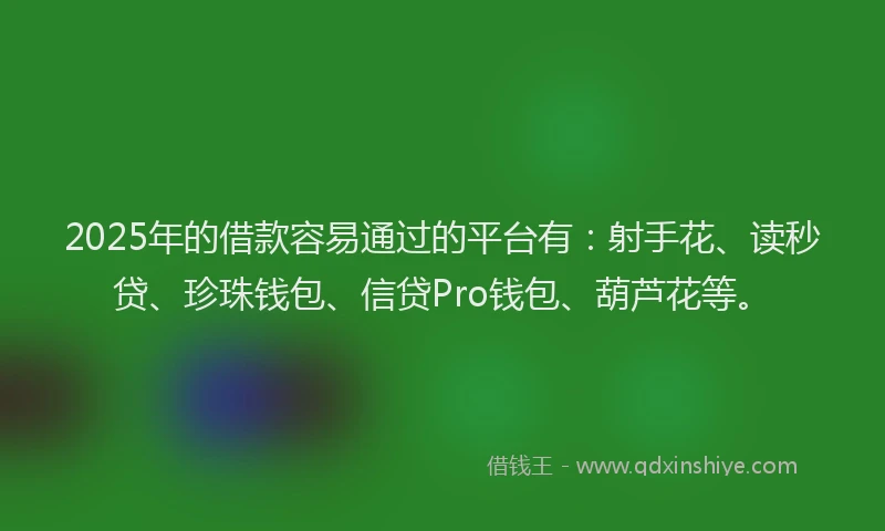2025年的借款容易通过的平台有：射手花、读秒贷、珍珠钱包、信贷Pro钱包、葫芦花等。