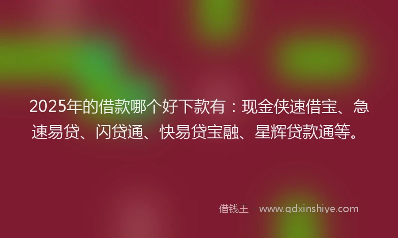 2025年的借款哪个好下款有：现金侠速借宝、急速易贷、闪贷通、快易贷宝融、星辉贷款通等。
