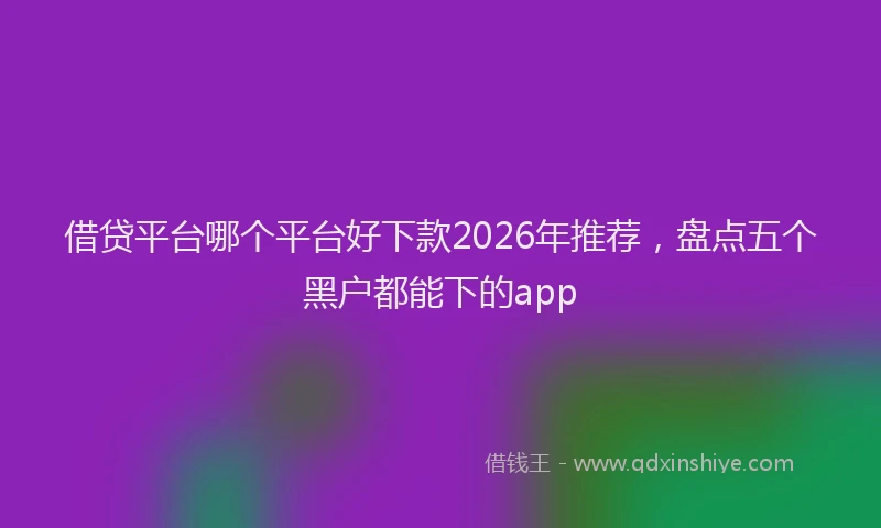 借贷平台哪个平台好下款2026年推荐，盘点五个黑户都能下的app