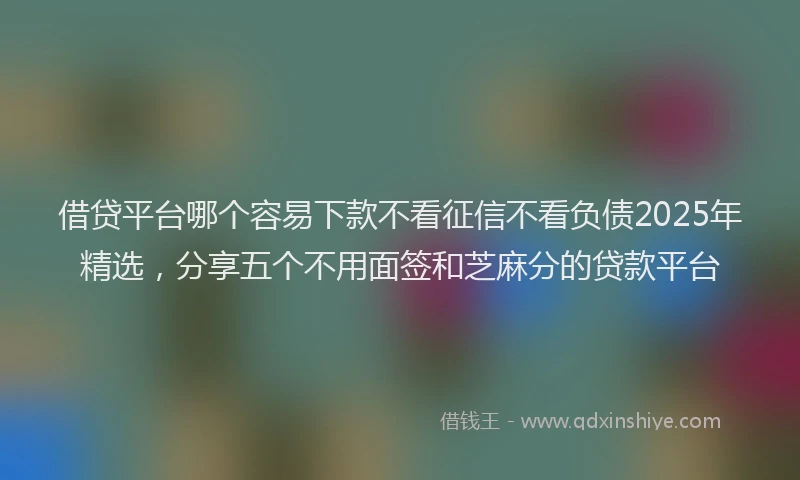 借贷平台哪个容易下款不看征信不看负债2025年精选，分享五个不用面签和芝麻分的贷款平台