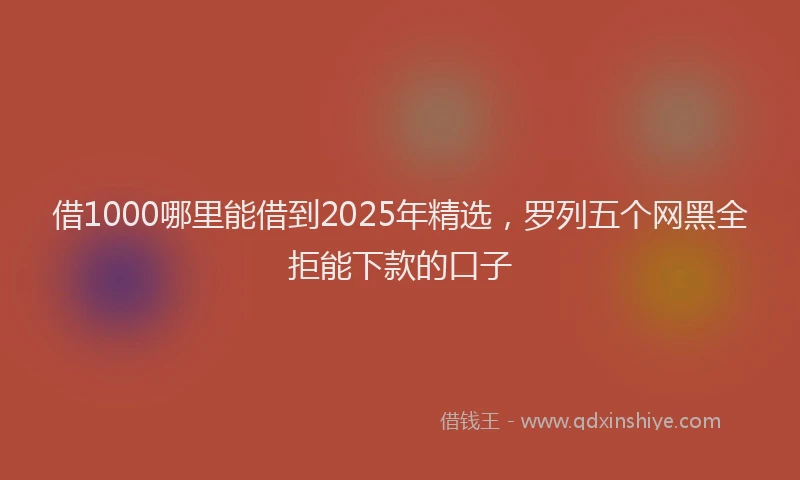 借1000哪里能借到2025年精选，罗列五个网黑全拒能下款的口子