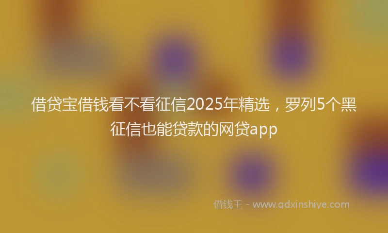 借贷宝借钱看不看征信2025年精选，罗列5个黑征信也能贷款的网贷app