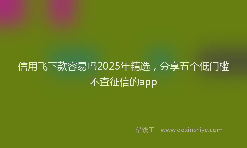 信用飞下款容易吗2025年精选,分享五个低门槛不查征信的app