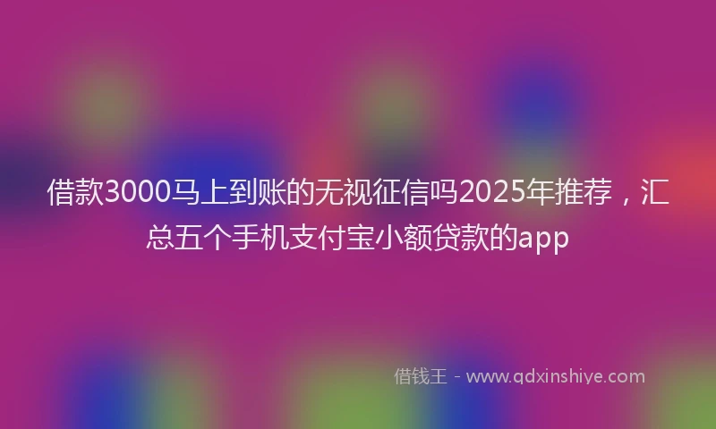 借款3000马上到账的无视征信吗2025年推荐，汇总五个手机支付宝小额贷款的app