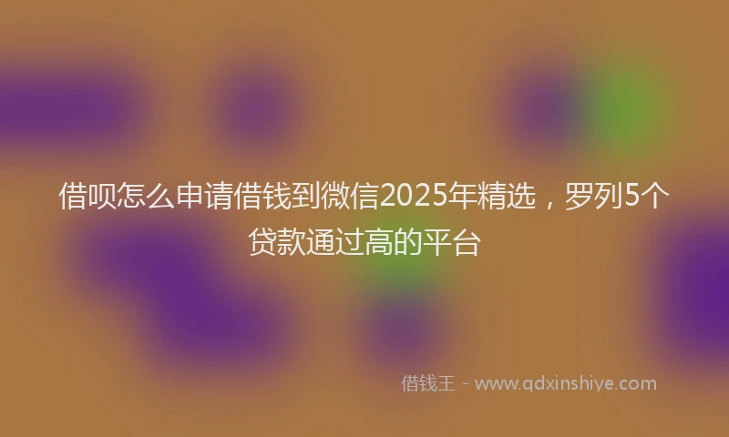 借呗怎么申请借钱到微信2025年精选，罗列5个贷款通过高的平台