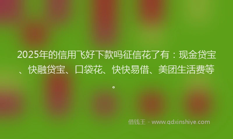 2025年的信用飞好下款吗征信花了有：现金贷宝、快融贷宝、口袋花、快快易借、美团生活费等。