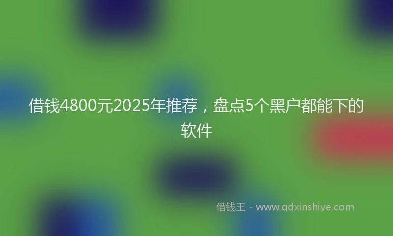 借钱4800元2025年推荐，盘点5个黑户都能下的软件