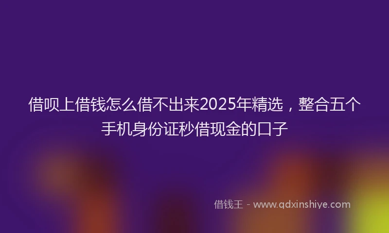 借呗上借钱怎么借不出来2025年精选，整合五个手机身份证秒借现金的口子