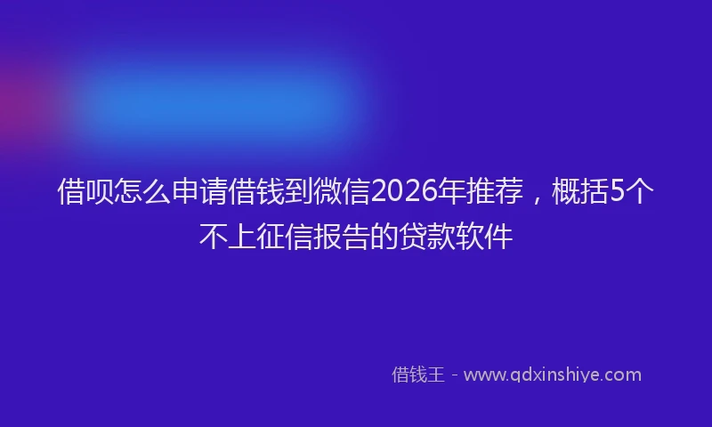 借呗怎么申请借钱到微信2026年推荐,概括5个不上征信报告的贷款软件