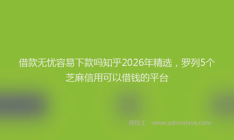 借款无忧容易下款吗知乎2026年精选,罗列5个芝麻信用可以借钱的平台