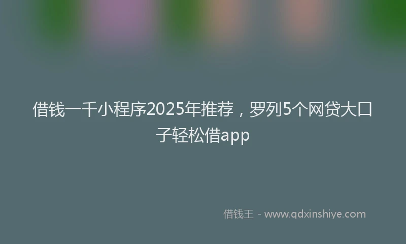 借钱一千小程序2025年推荐,罗列5个网贷大口子轻松借app
