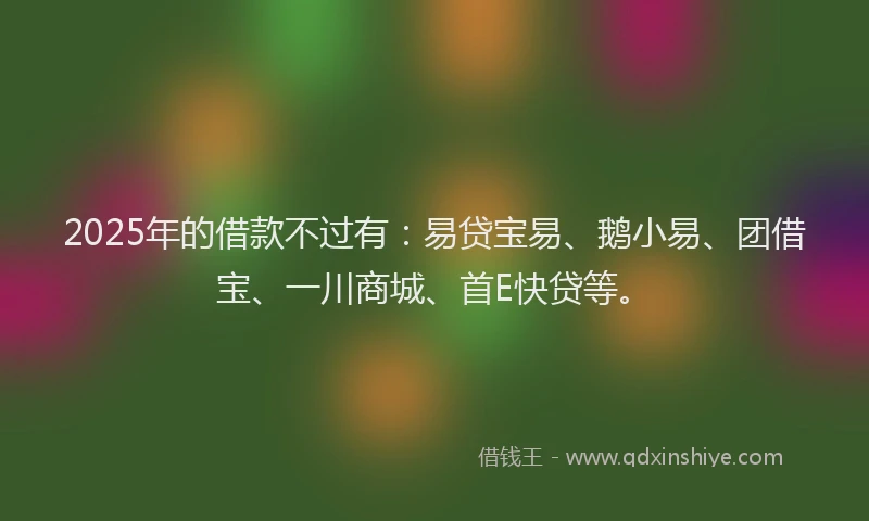 2025年的借款不过有：易贷宝易、鹅小易、团借宝、一川商城、首E快贷等。