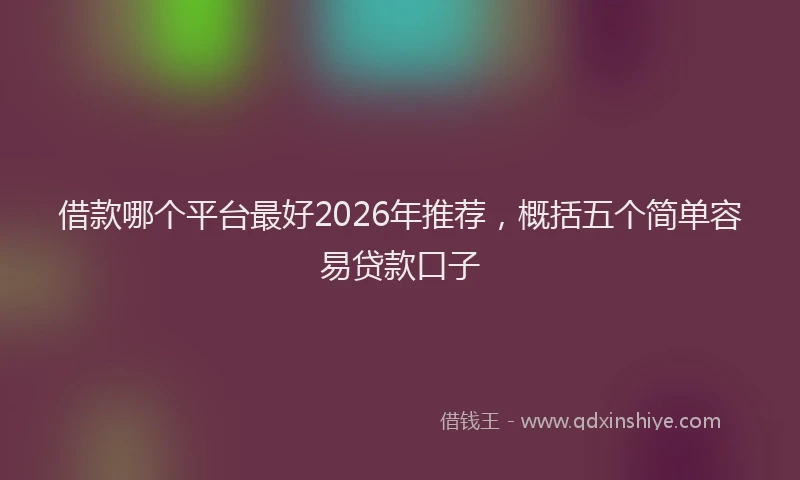 借款哪个平台最好2026年推荐，概括五个简单容易贷款口子
