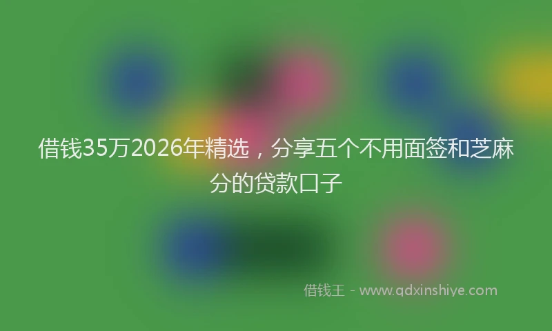 借钱35万2026年精选，分享五个不用面签和芝麻分的贷款口子