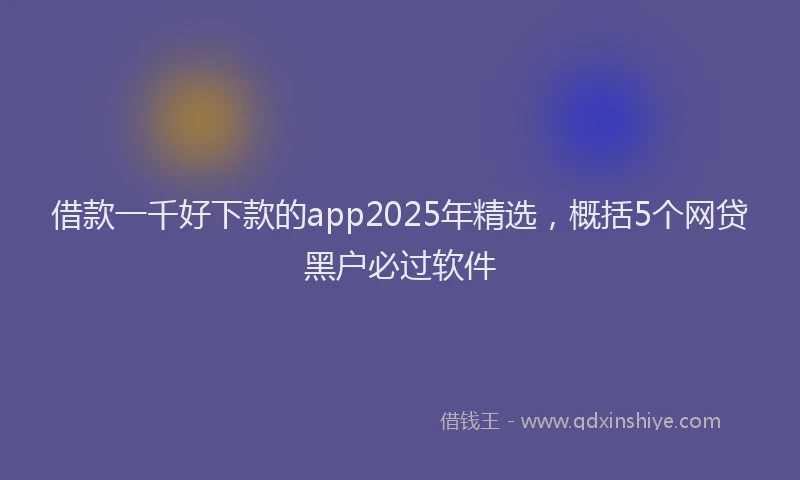 借款一千好下款的app2025年精选，概括5个网贷黑户必过软件