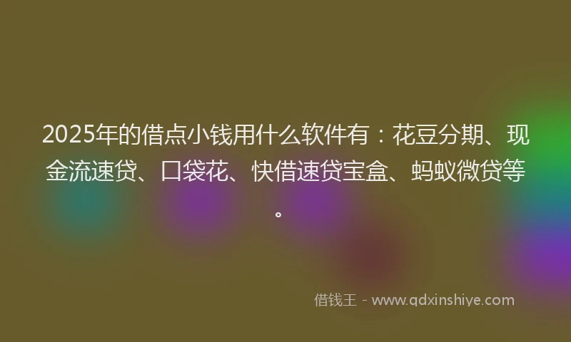 2025年的借点小钱用什么软件有:花豆分期、现金流速贷、口袋花、快借速贷宝盒、蚂蚁微贷等。