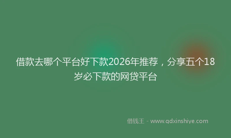 借款去哪个平台好下款2026年推荐，分享五个18岁必下款的网贷平台