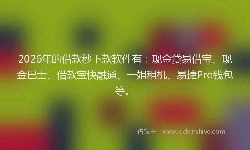 2026年的借款秒下款软件有:现金贷易借宝、现金巴士、借款宝快融通、一姐租机、易捷Pro钱包等。