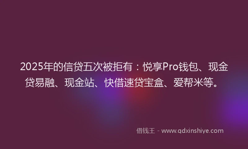 2025年的信贷五次被拒有：悦享Pro钱包、现金贷易融、现金站、快借速贷宝盒、爱帮米等。