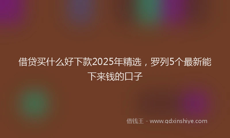 借贷买什么好下款2025年精选,罗列5个最新能下来钱的口子
