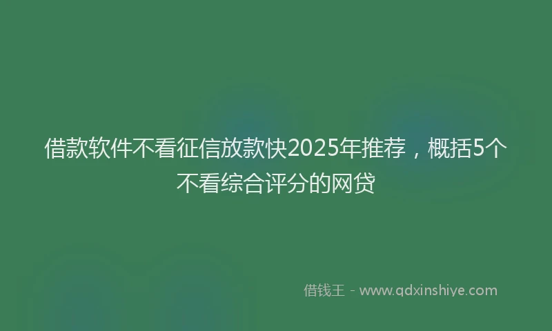 借款软件不看征信放款快2025年推荐，概括5个不看综合评分的网贷