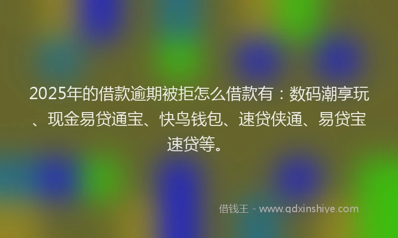 2025年的借款逾期被拒怎么借款有:数码潮享玩、现金易贷通宝、快鸟钱包、速贷侠通、易贷宝速贷等。