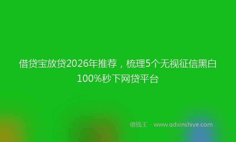 借贷宝放贷2026年推荐，梳理5个无视征信黑白100%秒下网贷平台