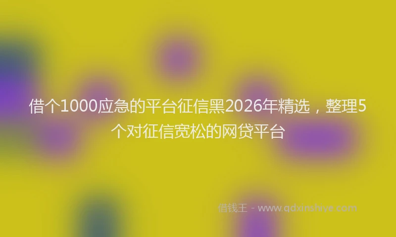借个1000应急的平台征信黑2026年精选，整理5个对征信宽松的网贷平台