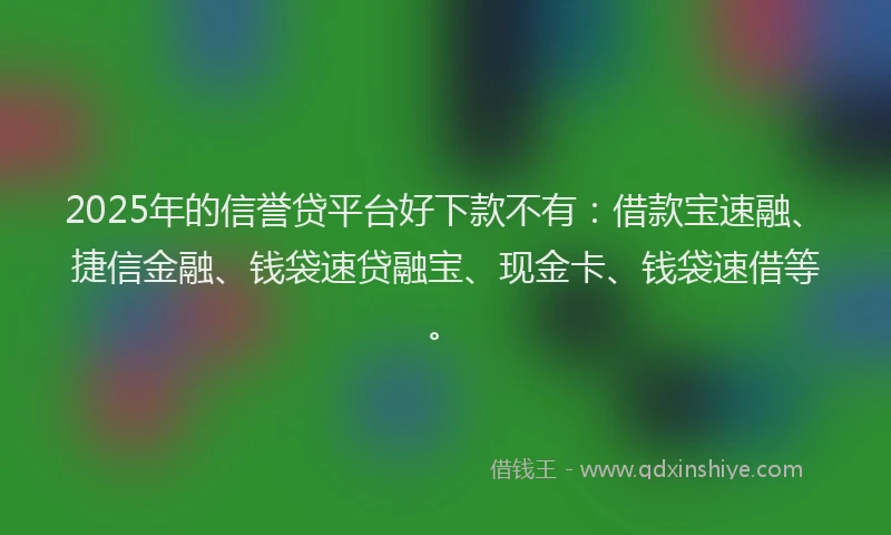 2025年的信誉贷平台好下款不有：借款宝速融、捷信金融、钱袋速贷融宝、现金卡、钱袋速借等。