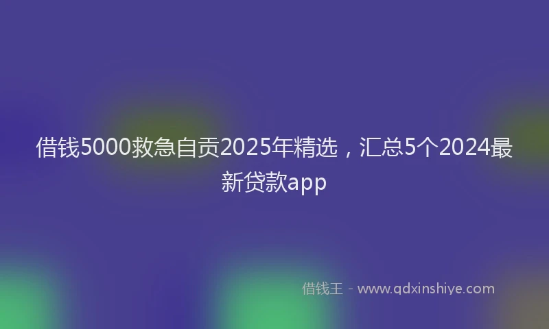 借钱5000救急自贡2025年精选，汇总5个2024最新贷款app