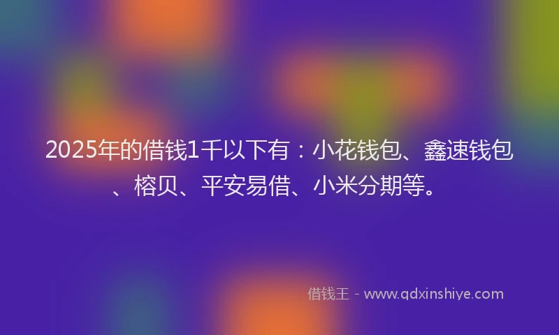 2025年的借钱1千以下有：小花钱包、鑫速钱包、榕贝、平安易借、小米分期等。