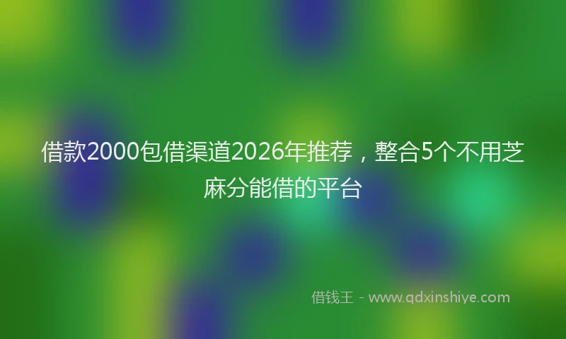 借款2000包借渠道2026年推荐，整合5个不用芝麻分能借的平台