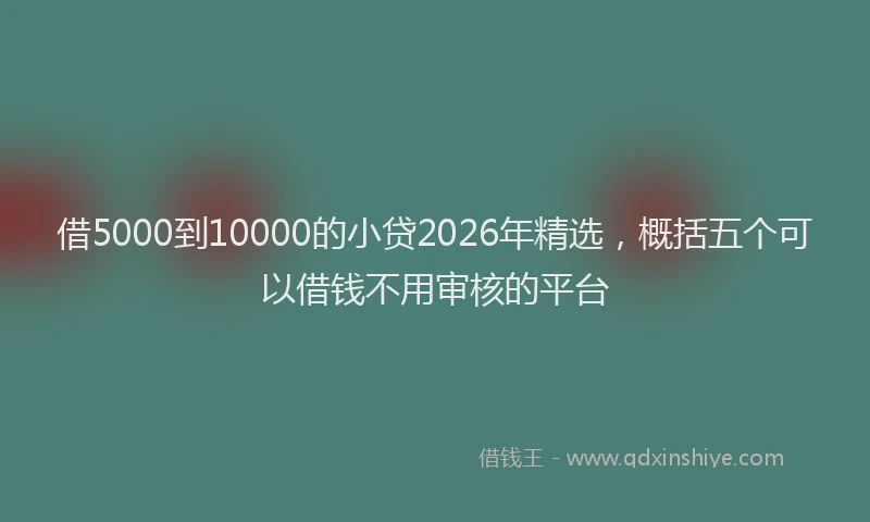 借5000到10000的小贷2026年精选，概括五个可以借钱不用审核的平台