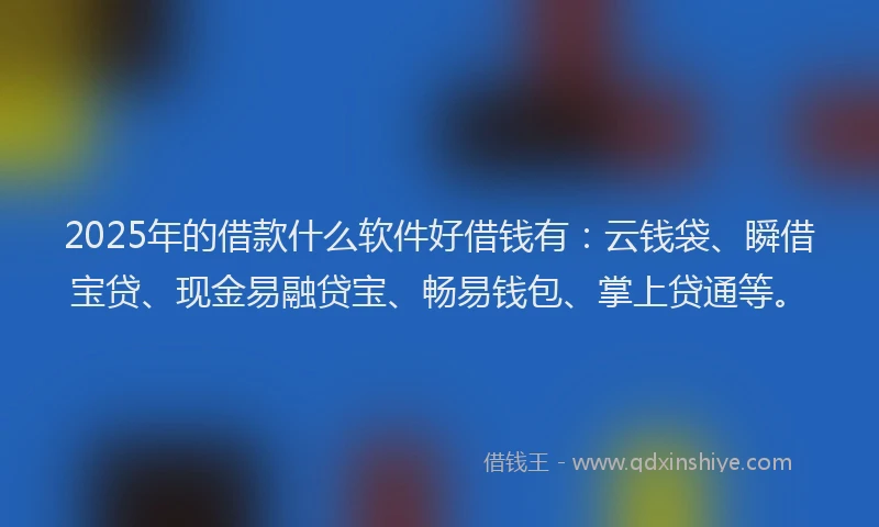 2025年的借款什么软件好借钱有：云钱袋、瞬借宝贷、现金易融贷宝、畅易钱包、掌上贷通等。