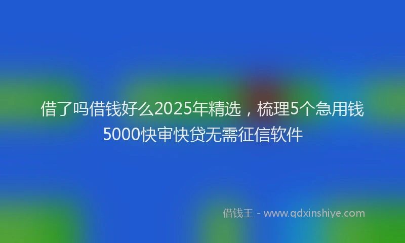 借了吗借钱好么2025年精选,梳理5个急用钱5000快审快贷无需征信软件