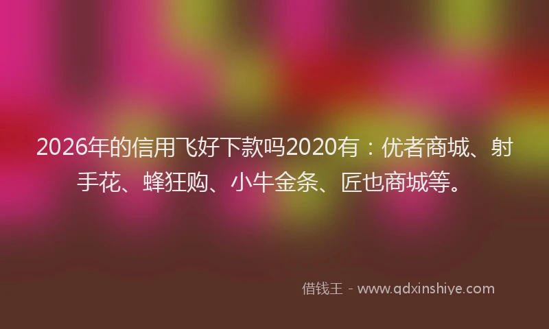 2026年的信用飞好下款吗2020有：优者商城、射手花、蜂狂购、小牛金条、匠也商城等。