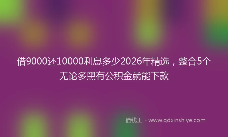借9000还10000利息多少2026年精选，整合5个无论多黑有公积金就能下款