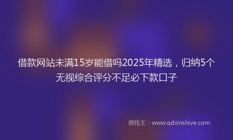借款网站未满15岁能借吗2025年精选,归纳5个无视综合评分不足必下款口子