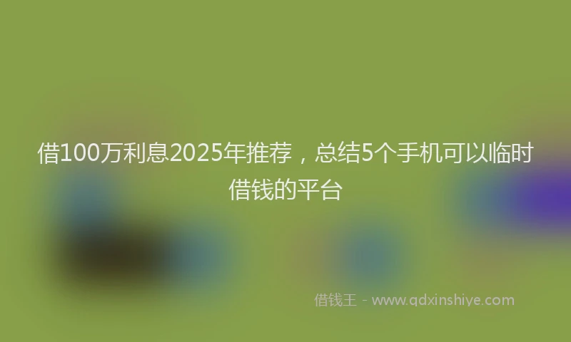 借100万利息2025年推荐,总结5个手机可以临时借钱的平台